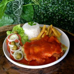 Bife a Parmeggiana de Frango